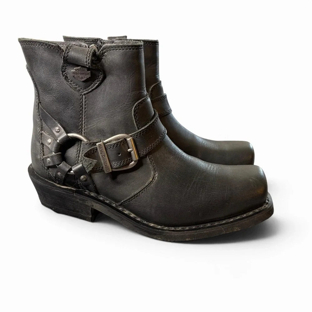 Harley-Davidson Christa Harness Boots Women's 9.5 Black Leather Mid Calf Moto - Picture 4 of 8
